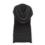 Black Ruched Swag Back Spandex Fitted Banquet Chair Cover With Foot Pockets#whtbkgd
