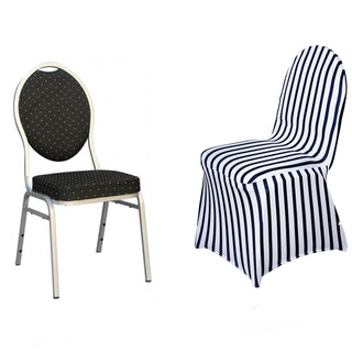 Elegant Black/White Striped Spandex Stretch Banquet Chair Cover
