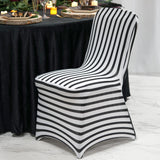 Elegant Black/White Striped Spandex Stretch Banquet Chair Cover