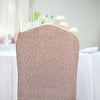 Blush Spandex Stretch Banquet Chair Cover, Fitted with Metallic Shimmer Tinsel Back