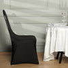 Black Spandex Stretch Banquet Chair Cover, Fitted with Metallic Shimmer Tinsel Back