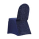 Navy Blue Spandex Stretch Banquet Chair Cover, Fitted with Metallic Shimmer Tinsel Back