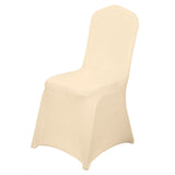 Beige Spandex Stretch Fitted Banquet Chair Cover - 160 GSM#whtbkgd