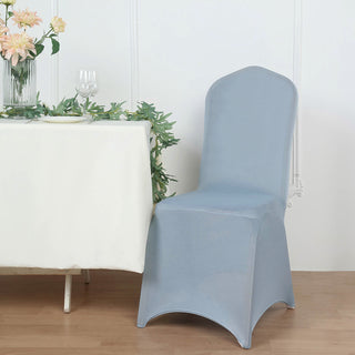 Dusty Blue Spandex Stretch Fitted Banquet Chair Cover - The Perfect Addition to Any Occasion