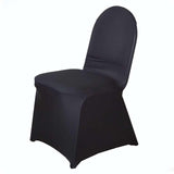 Black Spandex Stretch Fitted Banquet Slip On Chair Cover - 160 GSM#whtbkgd