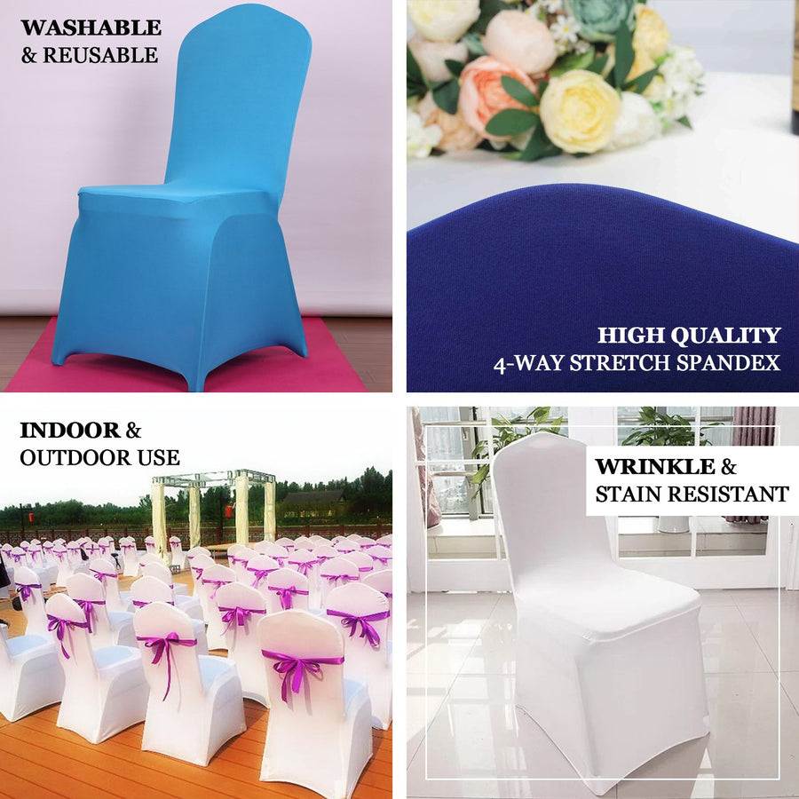Dusty Blue Spandex Stretch Fitted Banquet Slip On Chair Cover - 160 GSM