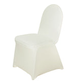 Ivory Spandex Stretch Fitted Banquet Slip On Chair Cover - 160 GSM#whtbkgd