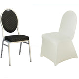 Ivory Spandex Stretch Fitted Banquet Slip On Chair Cover - 160 GSM