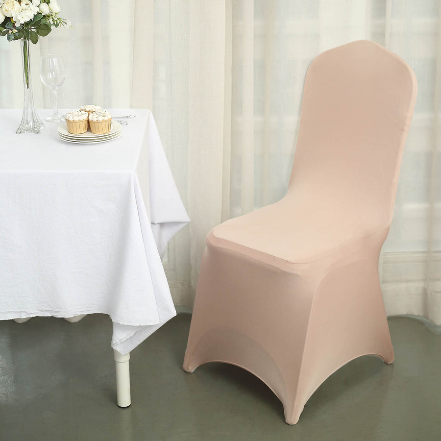 Nude Spandex Stretch Fitted Banquet Slip On Chair Cover - 160 GSM