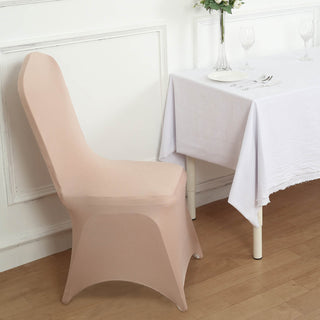 Durable and Elegant Nude Spandex Stretch Fitted Banquet Chair Cover