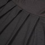 Black 1-Piece Spandex Fitted Ruffle Pleated Skirt Banquet Slip On Chair Cover#whtbkgd