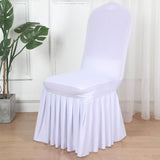White 1-Piece Spandex Fitted Ruffle Pleated Skirt Banquet Chair Cover
