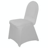 Silver Spandex Stretch Fitted Banquet Slip On Chair Cover 160 GSM#whtbkgd