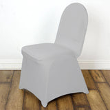 Silver Spandex Stretch Fitted Banquet Slip On Chair Cover 160 GSM