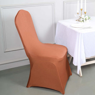 Experience Comfort and Style with the Terracotta (Rust) Spandex Chair Cover