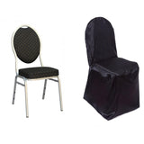 Black Glossy Satin Banquet Chair Covers, Reusable Elegant Chair Covers