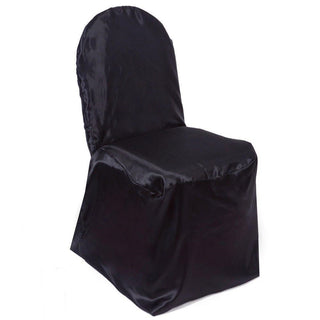 Black Glossy Satin Banquet Chair Covers
