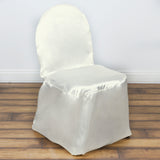Elevate Your Event with Ivory Glossy Satin Banquet Chair Covers