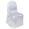 White Glossy Satin Banquet Chair Covers, Reusable Elegant Chair Covers#whtbkgd