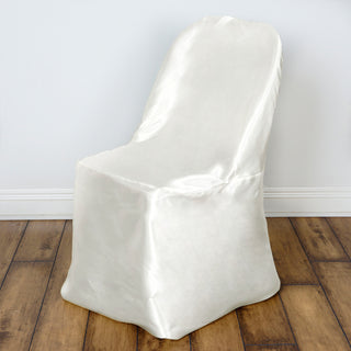 Durable and Reusable Ivory Glossy Satin Folding Chair Covers