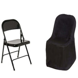 Black Glossy Satin Folding Chair Covers, Reusable Elegant Chair Covers