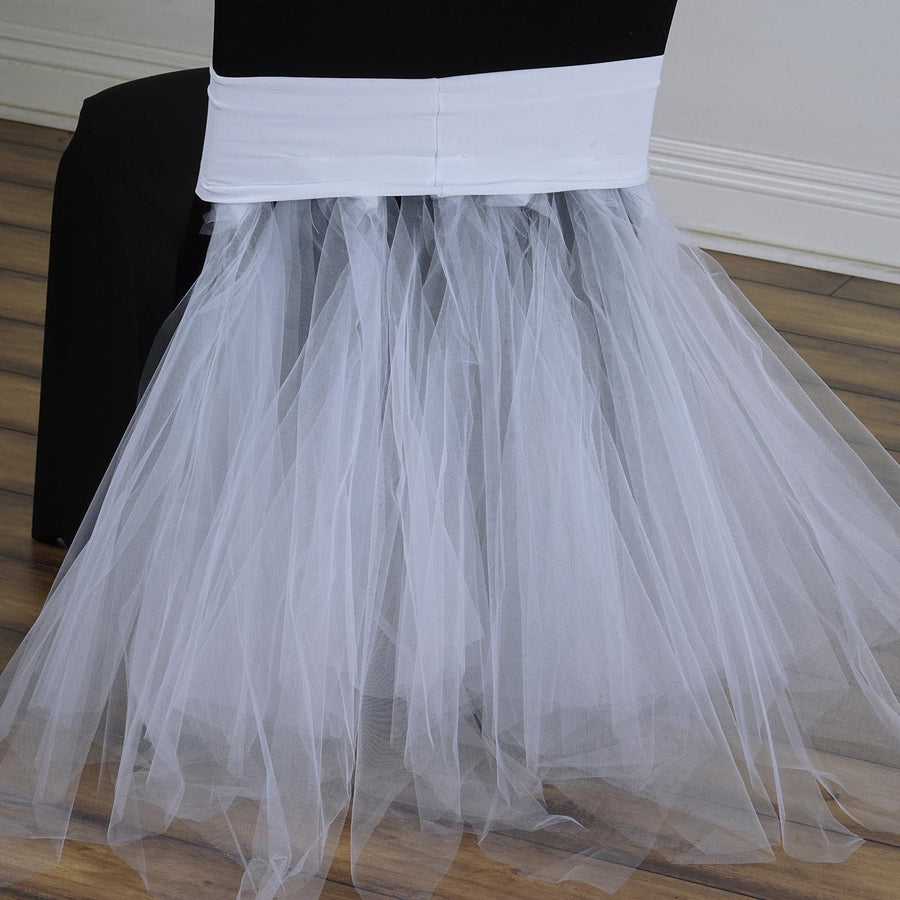 White Spandex Chair Tutu Cover Skirt, Wedding Event Chair Decor#whtbkgd