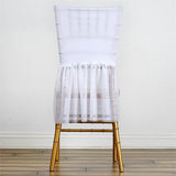White Sheer Spandex Chair Tutu Cover Skirt, Wedding Event Chair Decor