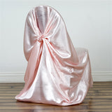 Blush Satin Self-Tie Universal Chair Cover, Folding, Dining, Banquet and Standard