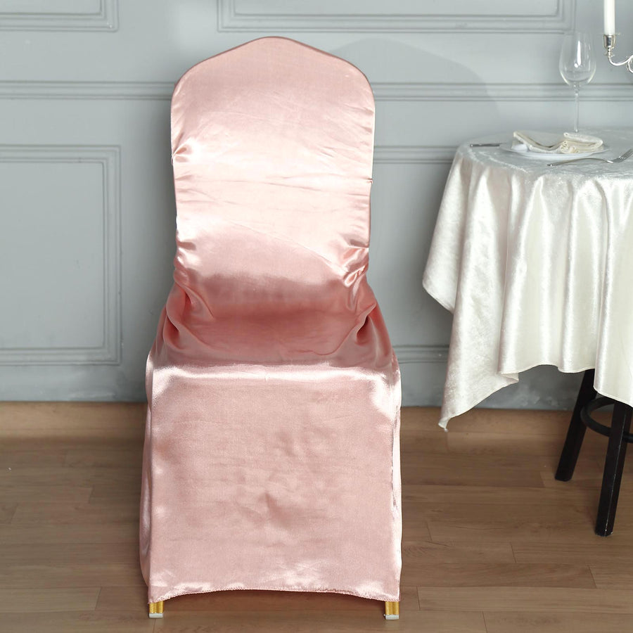 Dusty Rose Satin Self-Tie Universal Chair Cover, Folding, Dining, Banquet and Standard
