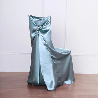 Elevate Your Events with the Dusty Blue Universal Satin Chair Cover