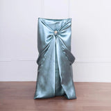 Dusty Blue Satin Self-Tie Universal Chair Cover, Folding, Dining, Banquet and Standard
