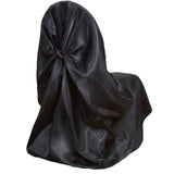 Black Satin Self-Tie Universal Chair Cover, Folding, Dining, Banquet and Standard
