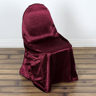 Create an Elegant and Memorable Event with the Burgundy Universal Satin Chair Cover