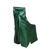 Hunter Emerald Green Satin Self-Tie Universal Chair Cover, Folding, Dining, Banquet
