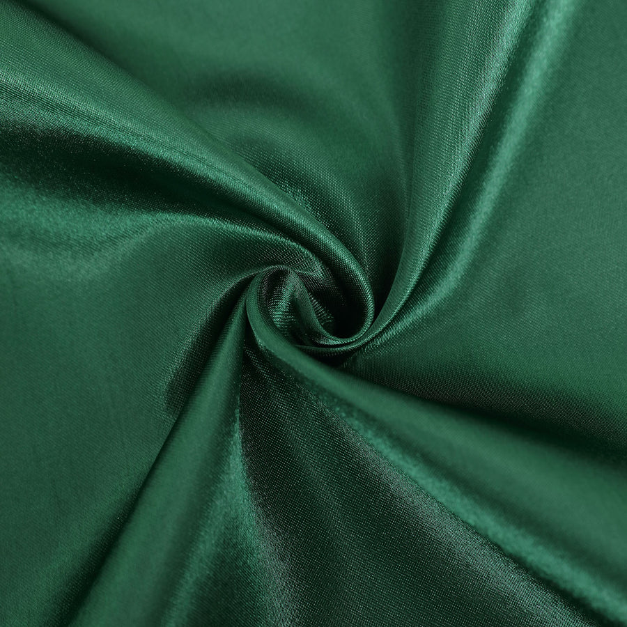 Hunter Emerald Green Satin Self-Tie Universal Chair Cover, Folding, Dining, Banquet#whtbkgd