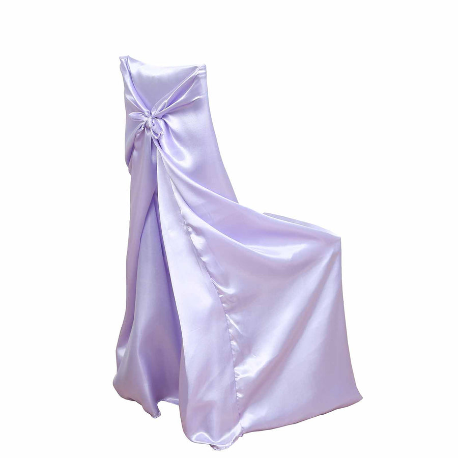Lavender Lilac Satin Self-Tie Universal Chair Cover, Folding, Dining, Banquet and Standard