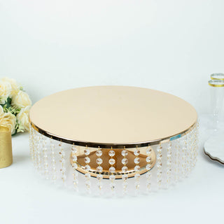 Add a Touch of Elegance with the 18" Round Metallic Gold Chandelier Cake Stand