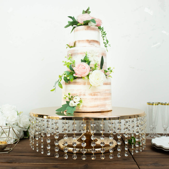 18inch Round Metallic Gold Chandelier Cake Stand Display Plate, Cupcake Dessert Pedestal