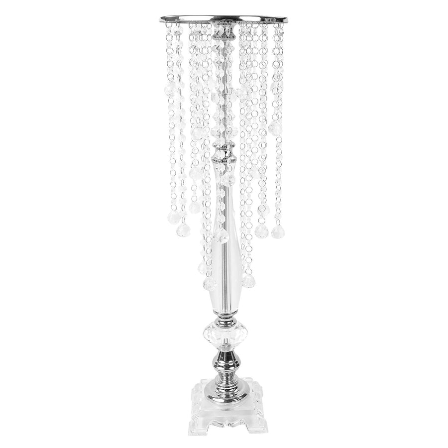 22inch Silver Acrylic Crystal Pendant Chain Flower Chandelier Stand - Long Strand#whtbkgd