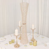 36inch Metallic Gold and Crystal Beaded Hurricane Floral Vase Centerpiece
