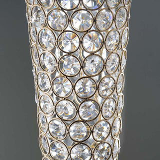 Exquisite Metallic Gold and Crystal Beaded Vase