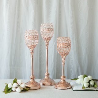 Create a Magical Atmosphere with Rose Gold Metal Goblet Candle Holders