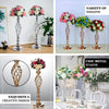 2 Pack | 26inch Blush/Rose Gold Reversible Pillar Candle Holder Set Flower Ball Pedestal Stand