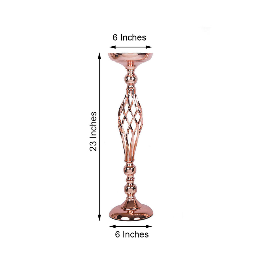 2 Pack | 23inch Blush/Rose Gold Reversible Votive Candle Holder Set Flower Ball Pedestal Stand
