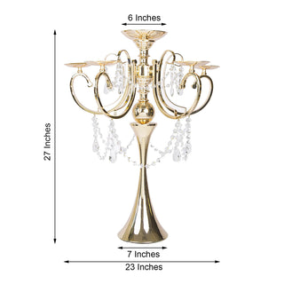 Create a Luxurious Setting with the 27" Gold Metal 5 Arm Candelabra Votive Candle Holder