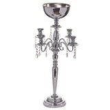 33inch Silver Metal 4 Arm Candelabra Votive Candle Holder, Flower Vase Bowl#whtbkgd