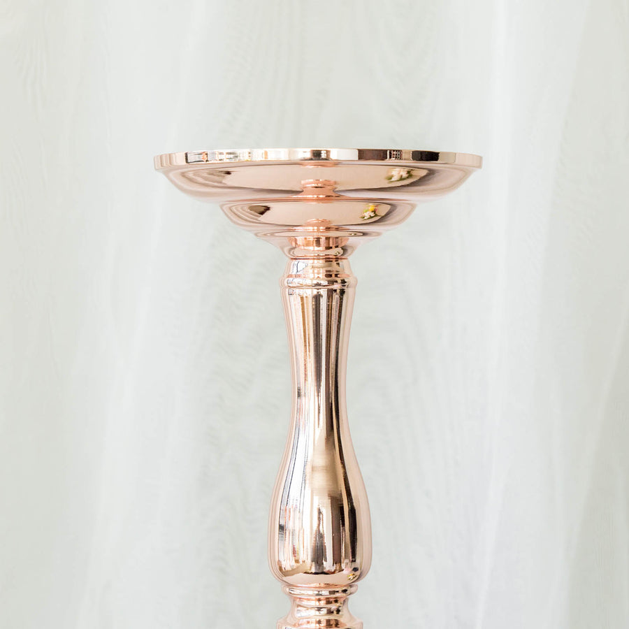 2 Pack | 19inch Tall Blush/Rose Gold Metal Flower Vase, Candle Holder Set - Reversible