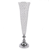 2 Pack | Silver 32inch Tall Crystal Beaded Trumpet Vase Set, Table Centerpiece#whtbkgd