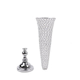 2 Pack | Silver 32inch Tall Crystal Beaded Trumpet Vase Set, Table Centerpiece