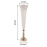 2 Pack | Gold 40Inch Tall Crystal Beaded Trumpet Vase Set, Table Centerpiece